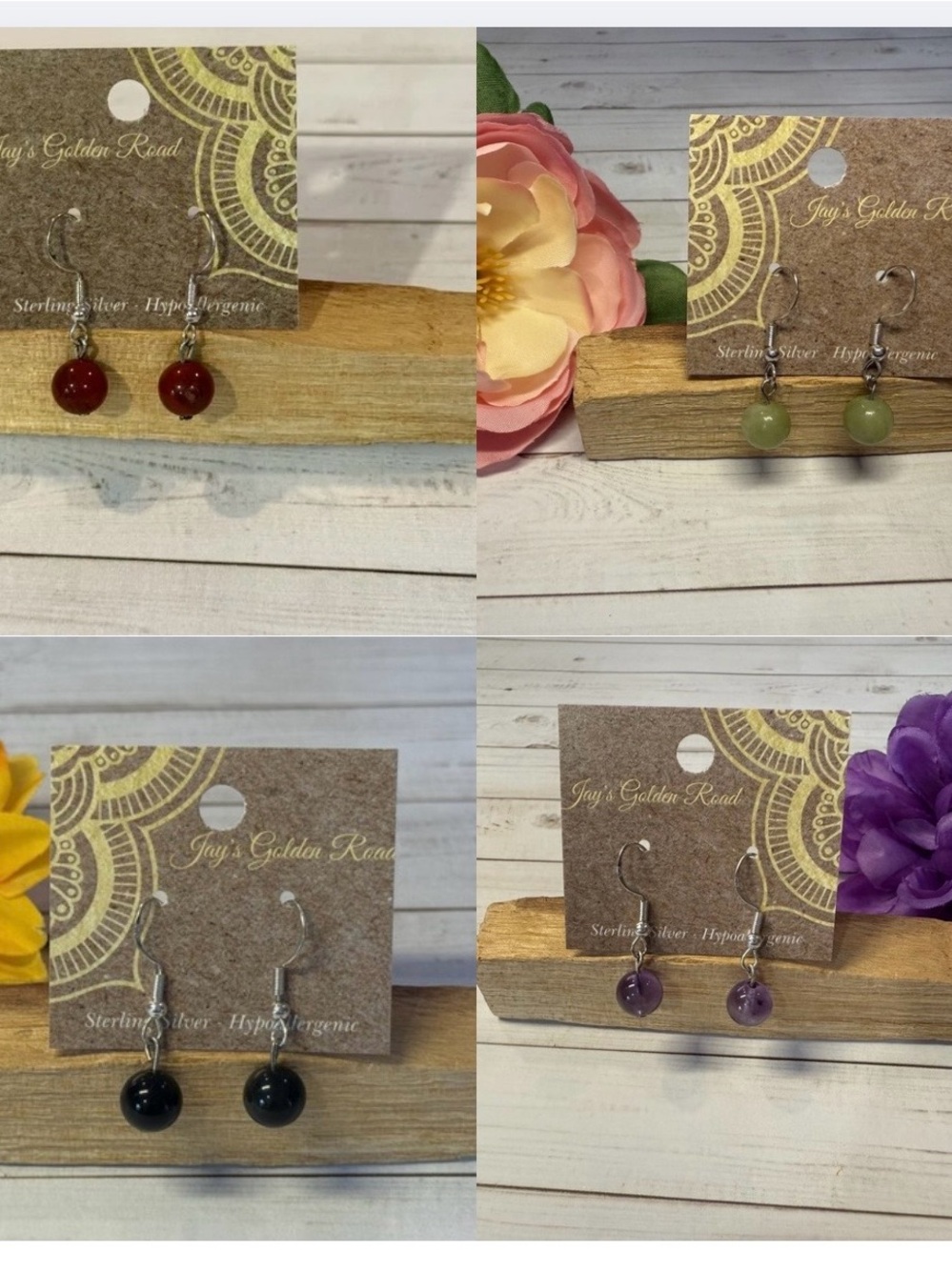 Round Natural Stone Earrings!